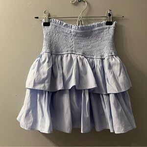 Elegant Light Blue A-Line Tiered Skirt